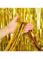 Cortina Metalizada Dourada 1m x 2m Decoração de Festa Silver Festas