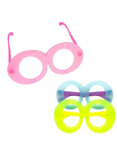 Óculos Colorido Bola Redondo Neon Sortido 14cm 12 Unidades Bazar