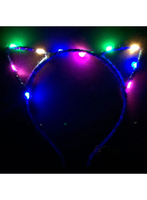 Adereço de Festa Tiara Gatinha Rosa com Luz Luminosa Bazar