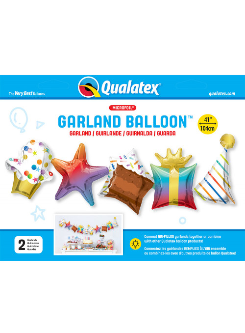 Guirlanda de Balões Metalizados Aniversário Colorido 41 Polegadas 104cm Qualatex 2 Unidades