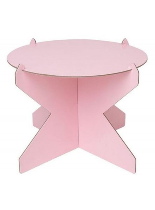 Boleira Desmontável Reutilizável Redonda Rosa Boneca 26cm Mesa Festa