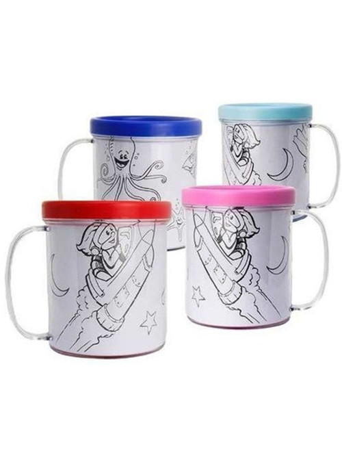 Lembrancinha Caneca Acrílica para Colorir Sortido 350ml IFernandes 1 Unidade