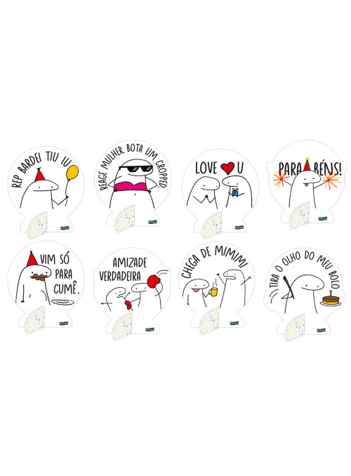 Decoração de Mesa Festa Flork Meme Bento Festcolor 8 Unidades