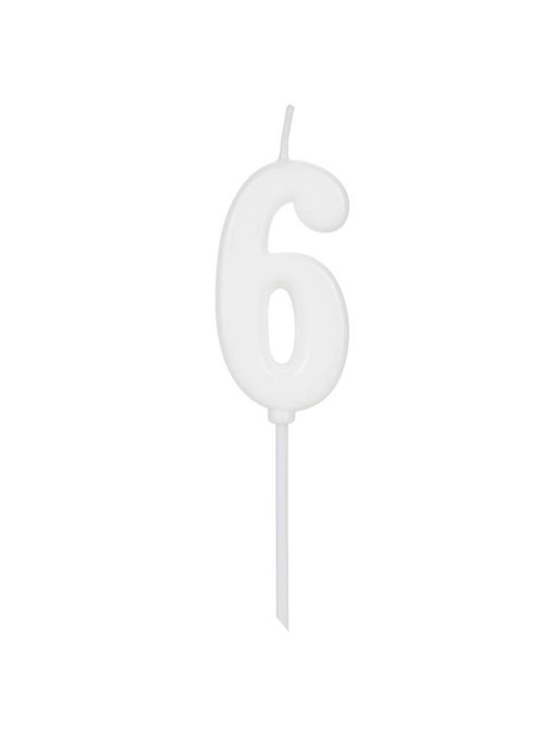Vela de Aniversário Pick Branca Número 6 4,5cm Silver Festas
