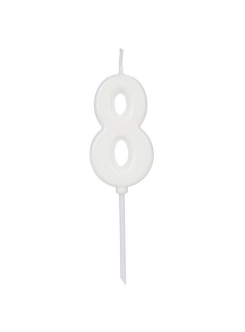 Vela de Aniversário Pick Branca Número 8 4,5cm Silver Festas