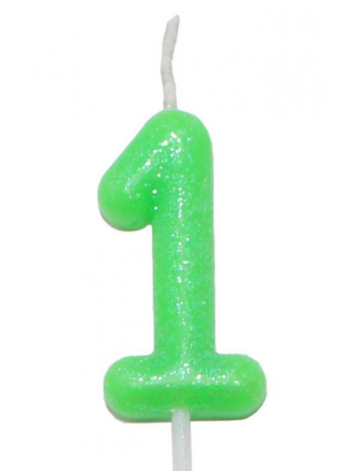 Vela de Aniversário Número 1 Verde Neon 6cm Silver Festas