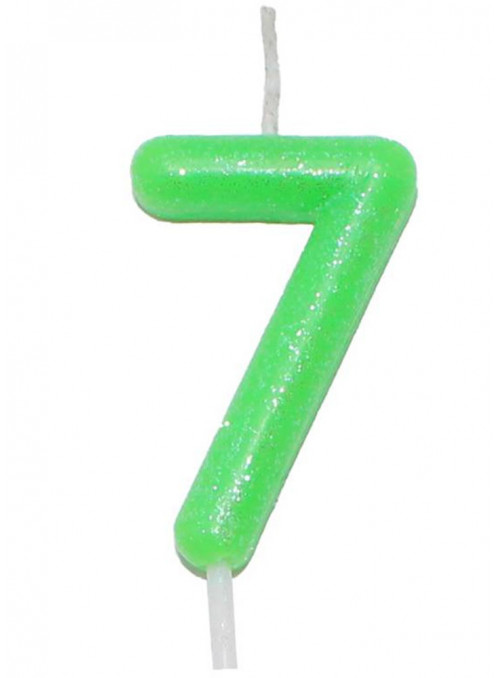 Vela de Aniversário Número 7 Verde Neon 6cm Silver Festas