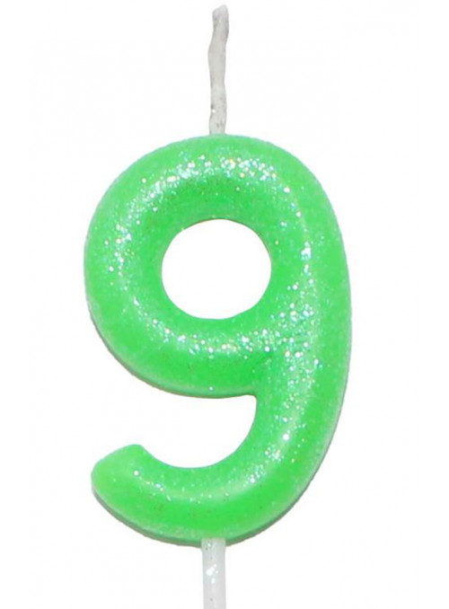 Vela de Aniversário Número 9 Verde Neon 6cm Silver Festas