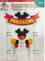 Topo de Bolo Cake Topper Aniversário Orelha Mickey Nc Toys 4 Unidades