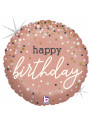 Balão Metalizado Feliz Aniversário Rose Gold Confetes 18 Polegadas 46cm Grabo