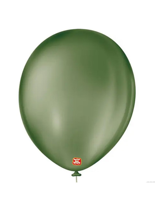 Balão de Látex Verde Eucalipto 11 Polegadas 28cm São Roque 25 Unidades