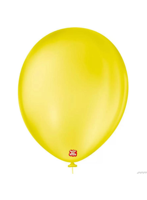 Balão de Látex Amarelo Citrino 11 Polegadas 28cm São Roque 25 Unidades