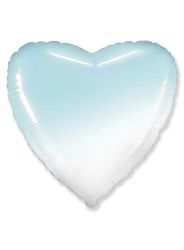 Balão Metalizado Coração Gradiente Azul Bebê 20 Polegadas 50cm