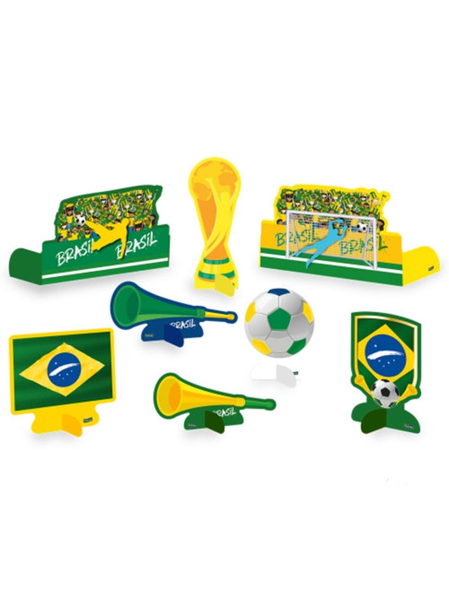 Decoração de Mesa Festa Copa do Mundo 2022 Brasil Festcolor 8 Unidades