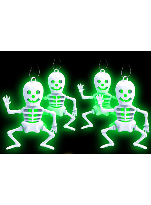 Colar Luminoso para Festa Halloween Esqueleto Cores Sortidas 1 Unidade