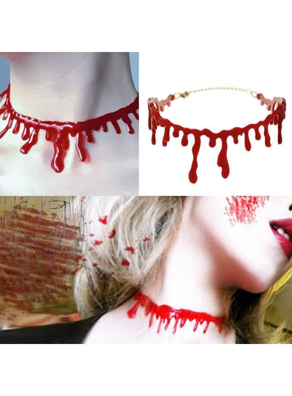 Colar Halloween Gotas de Sangue Fantasia Halloween Produto Importado