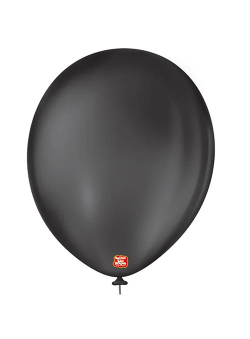 Balão de Látex Preto Ébano 11 Polegadas 28cm São Roque 50 Unidades