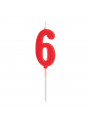 Vela de Aniversário Pick Vermelho Número 6 4,5cm Silver Festas