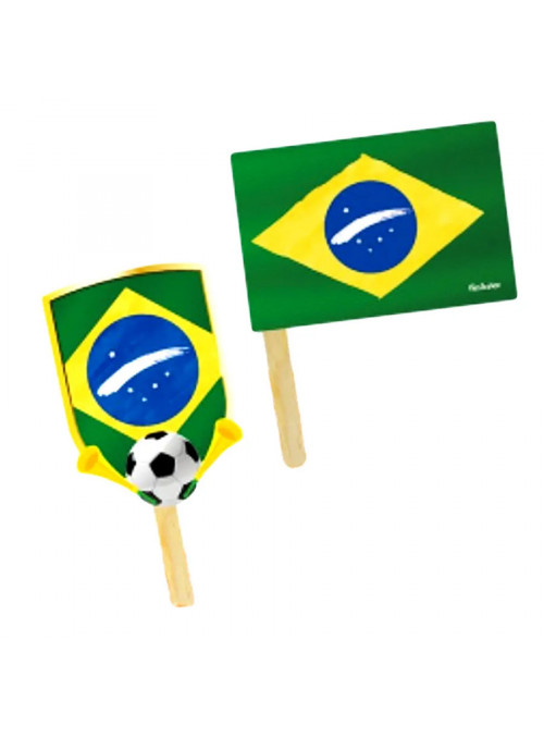 Bandeirinha Topper para Doces Vai Brasil Copa do Mundo Festcolor 8 Unidades