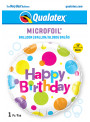 Balão Metalizado Feliz Aniversário Bolinhas Coloridas 18 Polegadas 46cm Qualatex