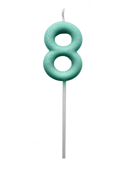Vela de Aniversário Número 8 Verde Candy Colors Silver Festas
