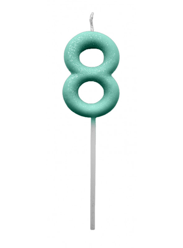 Vela de Aniversário Número 8 Verde Candy Colors Silver Festas