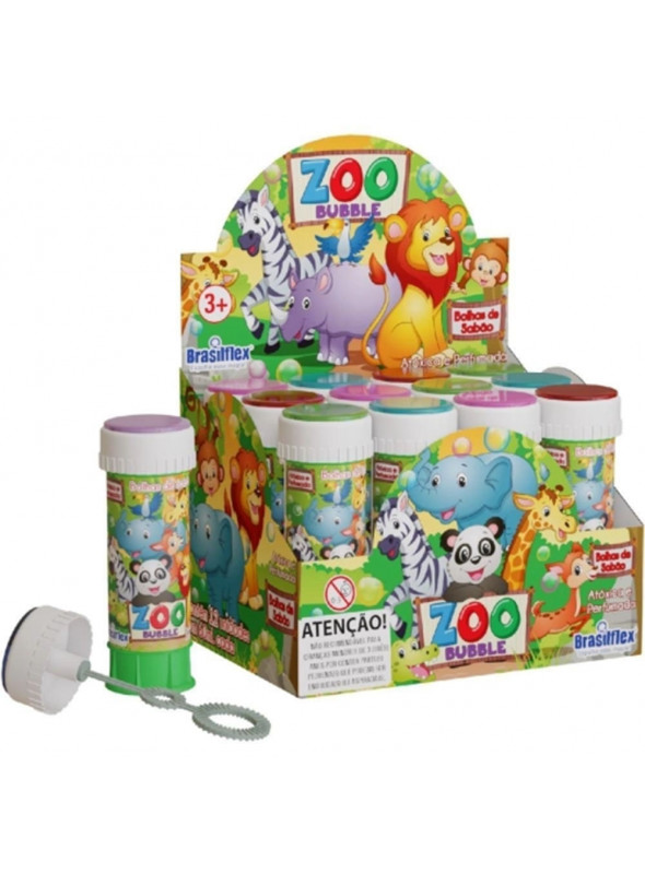 Lembrancinha Bolha de Sabão Animais Zoo 60ml Brasilflex