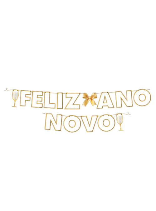 Faixa Decorativa Festa Feliz Ano Novo Dourado Decoração Festcolor