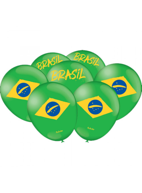 Balão de Látex Copa do Mundo 2022 Brasil Verde 9 Polegadas 23cm Festcolor 25 Unidades