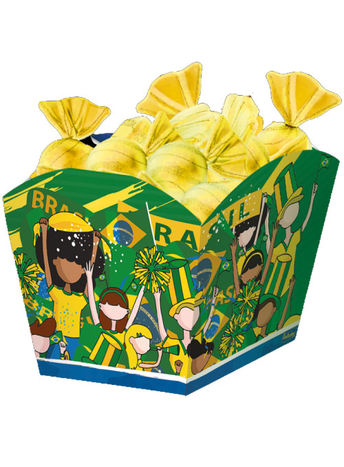Cachepot Decorativo Brasil Copa do Mundo 8x8x9 Festcolor 8 Unidades