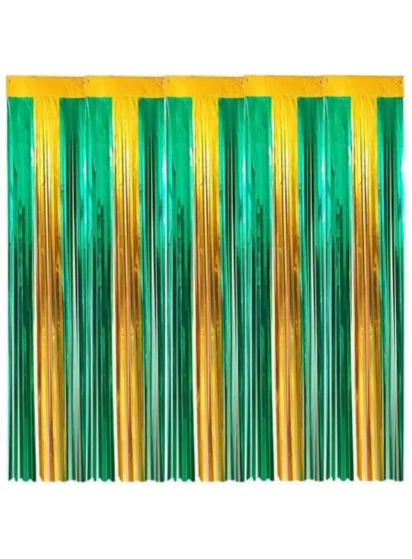 Cortina Metalizada Verde e Amarela Brasil 1m x 2m Decoração de Festa Silver Festas