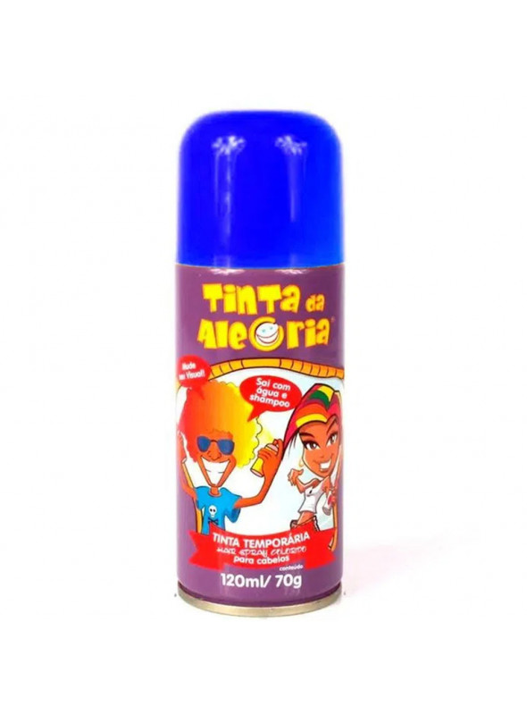 Spray Tinta da Alegria para Cabelo Azul 120ml 70g Lavável