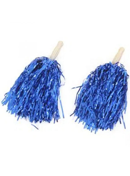 Pompom Metalizado Azul Royal 33cm Líder de Torcida Adereço Fantasia Bazar 2 Unidades