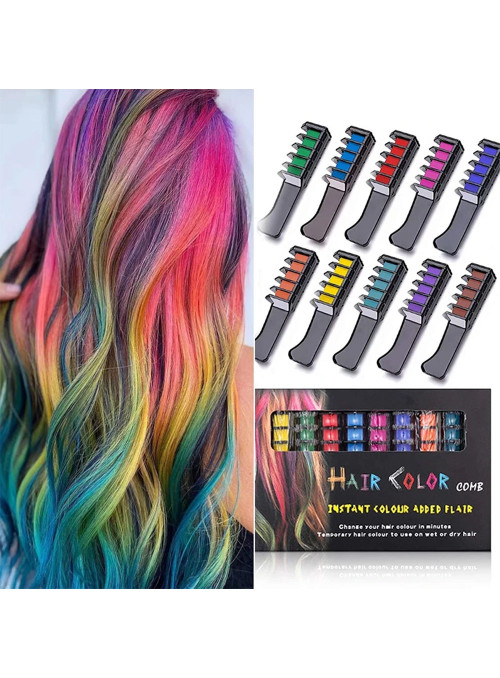 Pente para Colorir Cabelo Cores Sortidas Fantasia Adereço Carnaval 6 Unidades