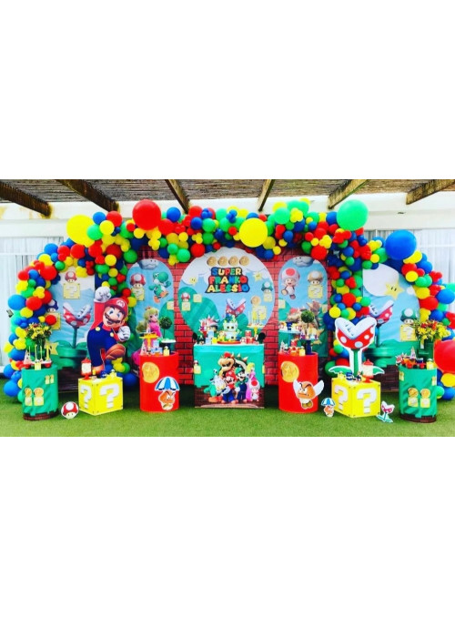 Decoração Completa com Balões Mario Bros Tamanho GG