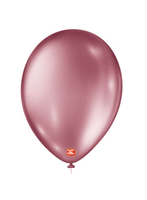 Balão de Látex Rosa Metálico 9 Polegadas 23cm São Roque 25 Unidades