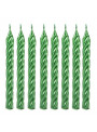 Velas de Bolo Aniversário Espiral Verde Metalizada Silver Festas 8 unidades