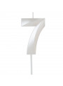 Vela de Aniversário Design Número 7 Branca Perolizada Silver Festas