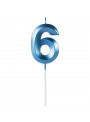 Vela de Aniversário Design Número 6 Azul Perolizado Silver Festas