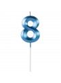 Vela de Aniversário Design Número 8 Azul Perolizado Silver Festas
