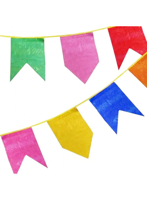 Bandeirinha Colorida de Plástico Festa Junina Arraiá 10 Metros Silver Festas