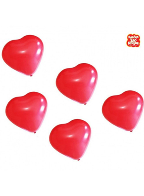 Balão de Látex Coração Vermelho 6 Polegadas 15cm São Roque 50 Unidades