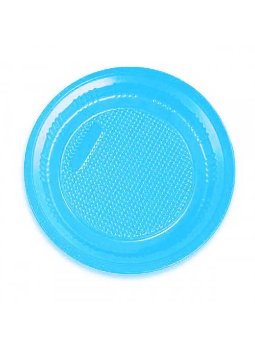 Prato de Plástico Descartável de Festa Azul Claro 15cm Junco 10 Unidades