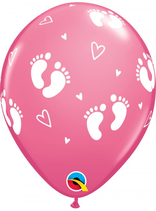 Balões De Látex Pegadas de Bebê Menina- 10 Unidades