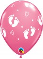 Balões De Látex Pegadas de Bebê Menina- 10 Unidades