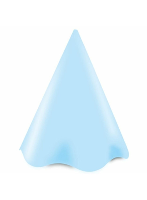Chapéu de Aniversário Papel Azul Pastel Candy Colors Junco 8 Unidades