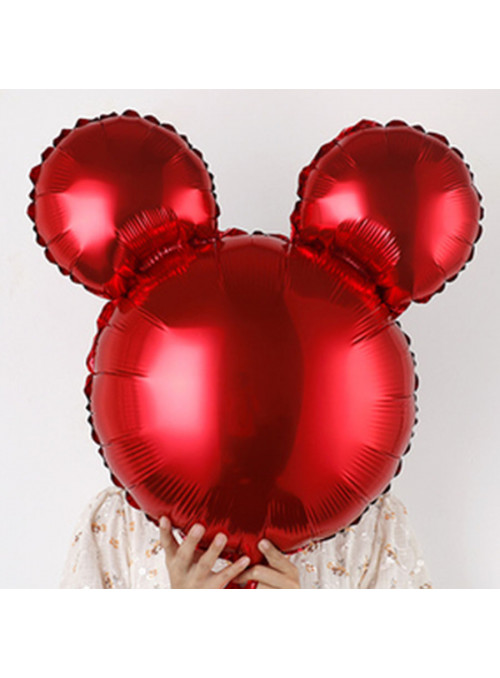 Balão Metalizado Cabeça Mickey Minnie Vermelho 40cm Importado