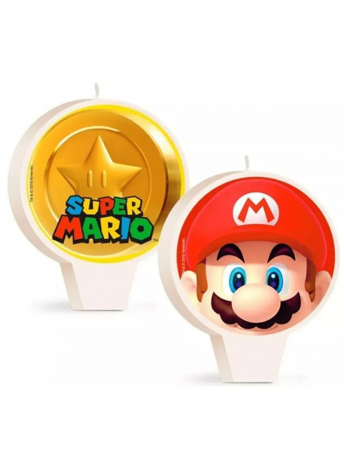 Vela de Aniversário Dupla Face Festa Super Mario Bros Cromus