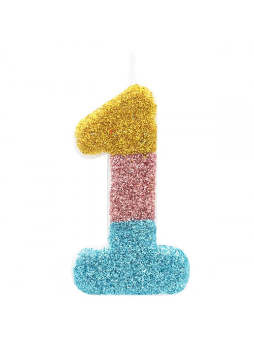 Vela de Aniversário Puro Glitter Número 1 6cm Cromus