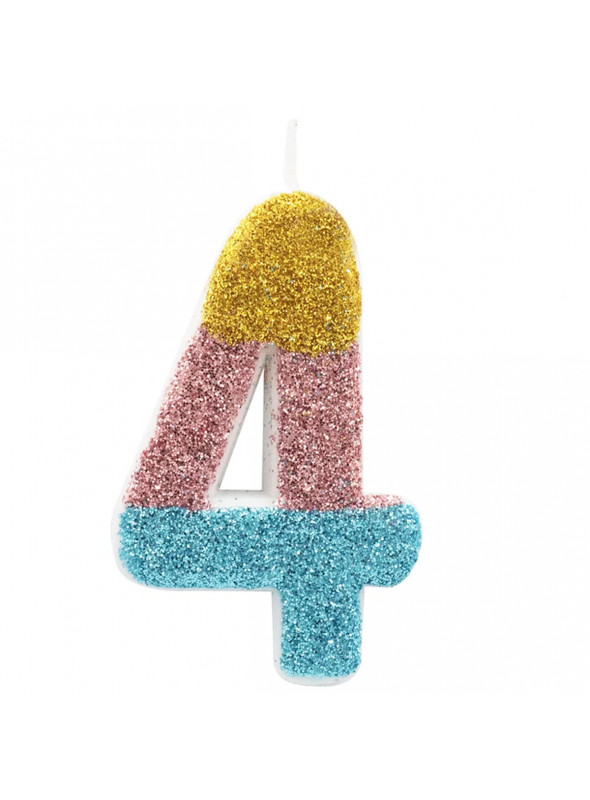 Vela de Aniversário Puro Glitter Número 4 6cm Cromus